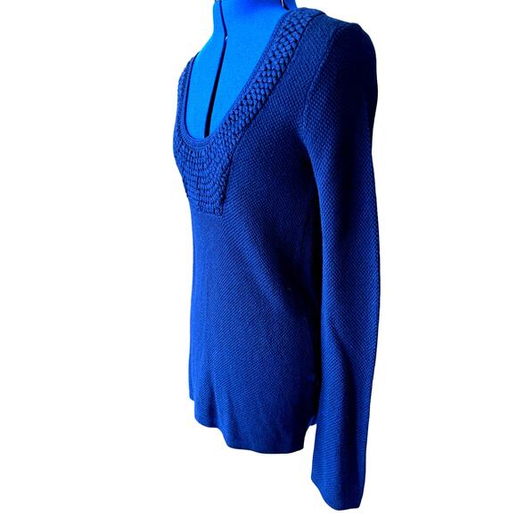 Lilly Pulitzer Wool Blend Navy Scoop Neck Crochet Sweater Women's Size S - Picture 3 of 6